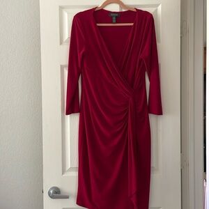 LAUREN Ralph Lauren Red Wrap Formal Dress Size 14